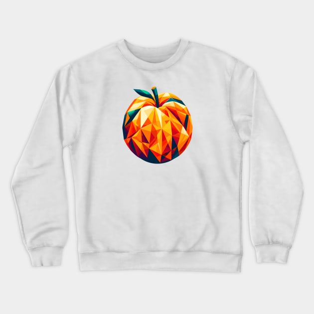 Geometric Apricot: Low-Poly Fruit Art Crewneck Sweatshirt by AmandaOlsenDesigns